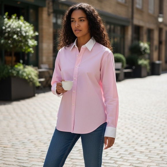 Lauren Ralph Lauren Tops - Vintage Y2K Lauren Ralph Lauren Button Down Shirt 10 Pink Contrast Old Money